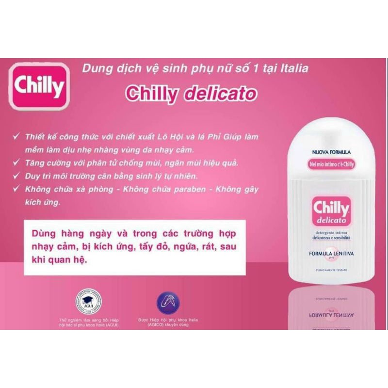 Dung Dịch Vệ Sinh Phụ Nữ CHILLY Gel - Sản phẩm bán chạy số 1 tại ITALY