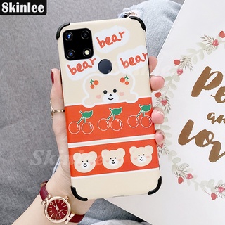 Ready Stock NEW case for Realme C25 C25S Ins Cartoon Cute Bear Cherry Camera Protective Handphone Matte Phone Cover for Realme C15 C21Y Ultra casing HP