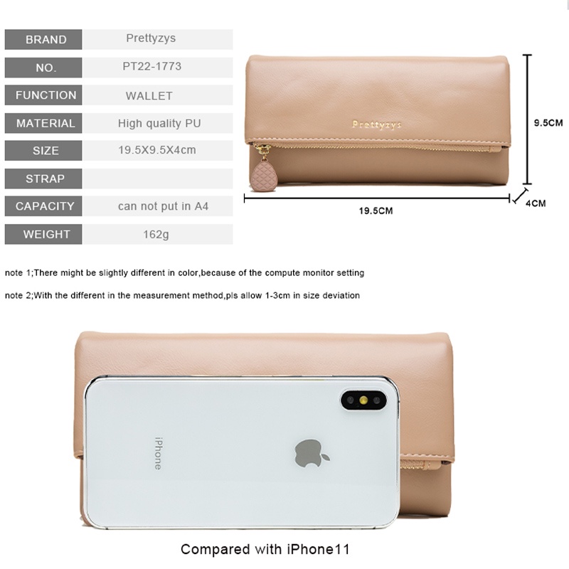 Ví Da PU Dáng Dài Phối Khoá Kéo Tiện Dụng Cho Nữ