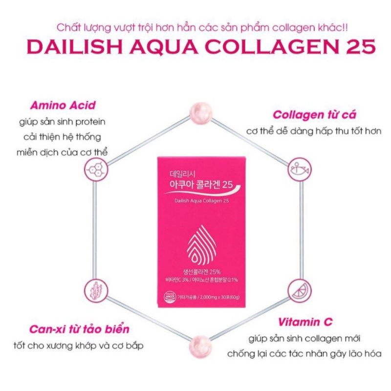 Collagen thủy phân dailish aqua Hàn Quốc siu hót