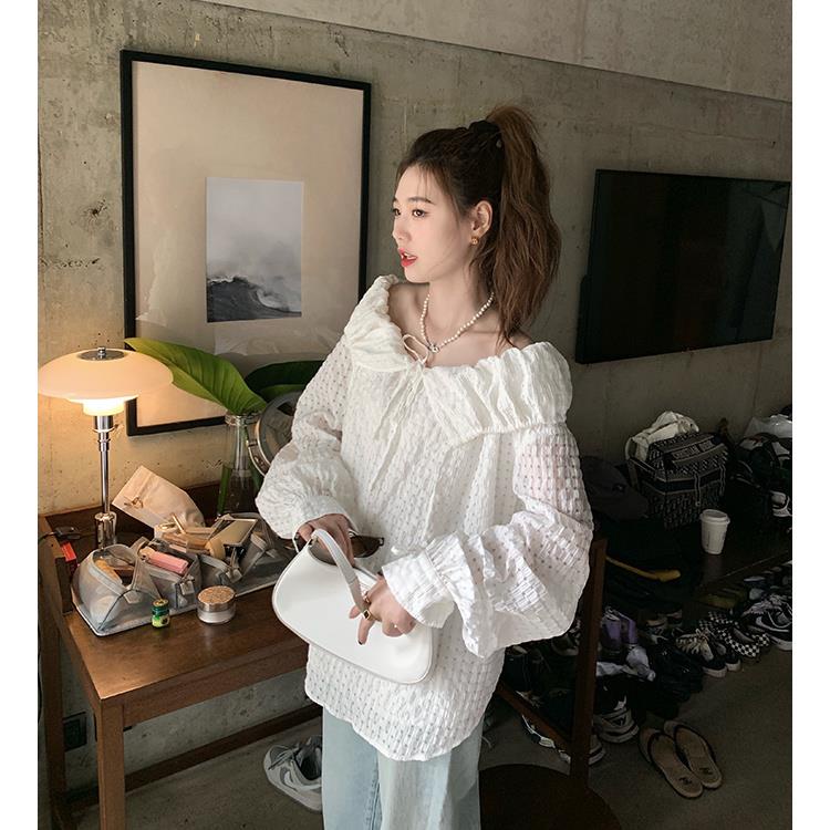 Áo Trễ Vai Dáng Rộng Cột Dây Thời Trang Xuân Hè Mới Cho Nữ