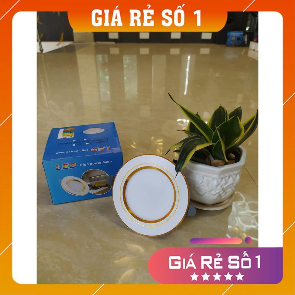 Đèn âm LED trần, Đèn âm trần đế đúc 7w, 3 chế độ sáng , đèn downlight phi 90 viền vàng/bạc