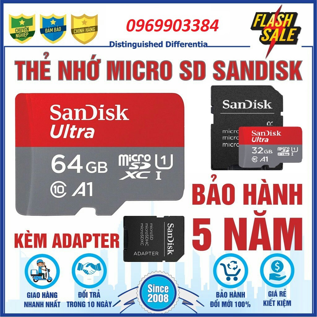 Thẻ Nhớ MicroSDHC SanDisk Ultra 64GB 32GB 100 MB/S