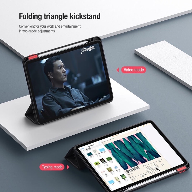 Bao da Nillkin Bevel leather iPad Mini 6 Pro 11 2020, 2021 M1, Air 4, Gen 7, 8, 9 10.2 có nam châm nắp gập bảo vệ camera