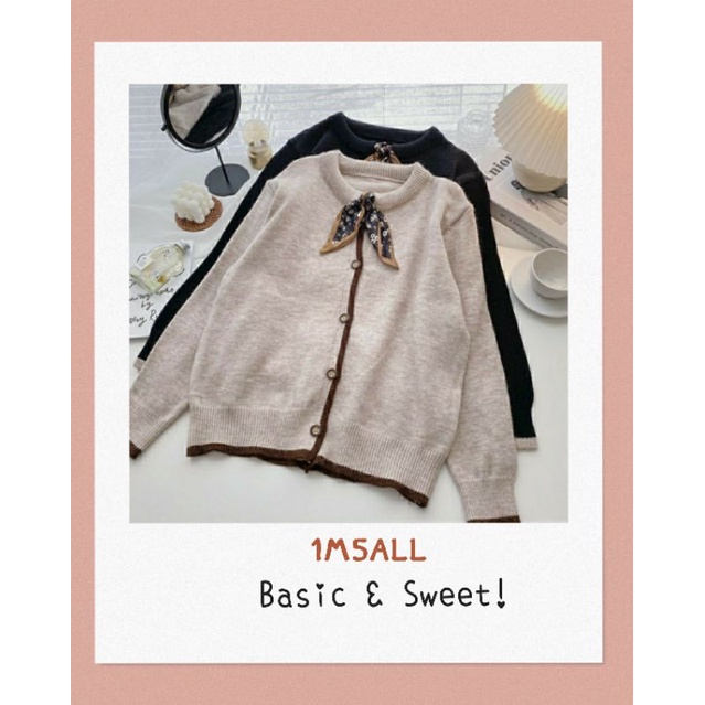 Áo len khuy cài  kèm khăn phong cách Hàn Quốc