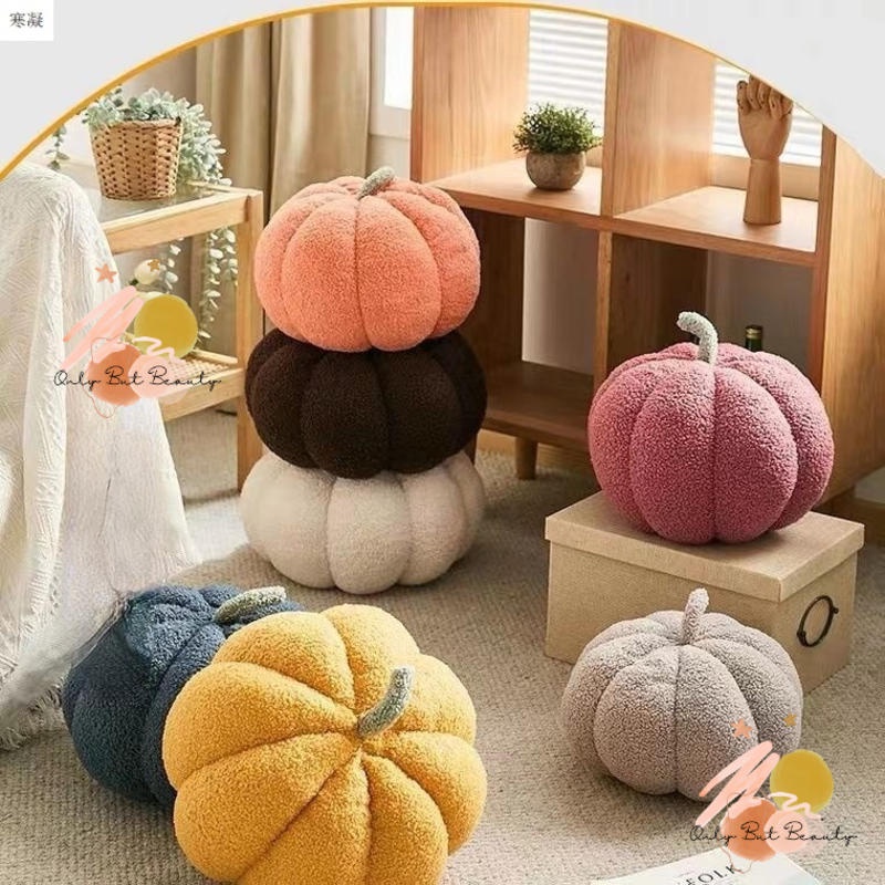 Gối Tựa Lưng Bằng Nhung Hình Quả Bí Ngô Dễ Thương Phong Cách Bắc Âu