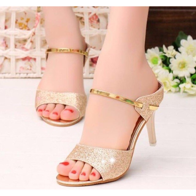 Giày cao gót ánh kim 6p