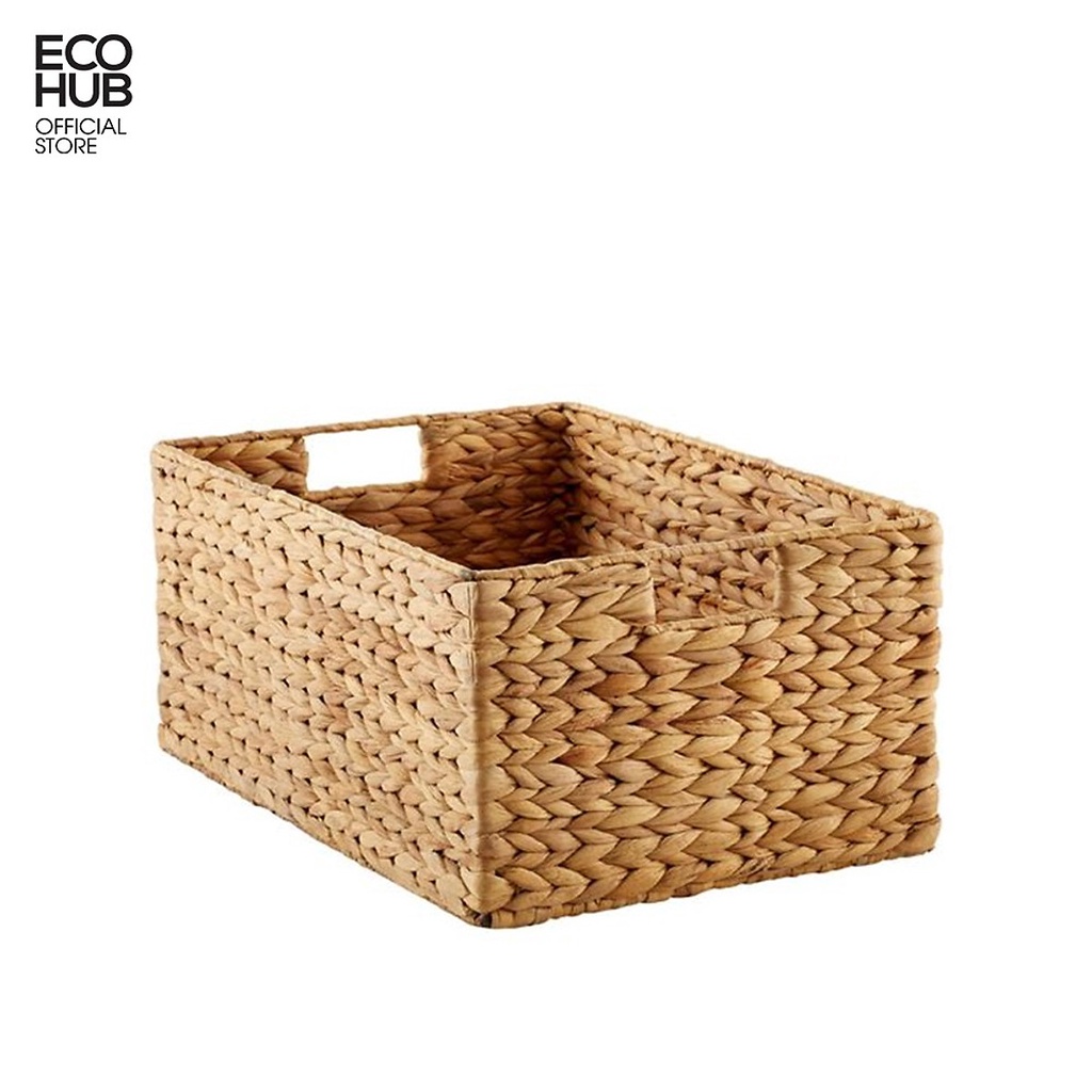 Giỏ Lục Bình ECOHUB, Chữ Nhật, Có tay cầm, Nhiều kích thước. (Water Hyacinth Storage Bins with Handles)