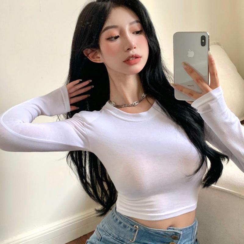 [MURIOKI] Áo Thun Lửng Tay Dài Dáng Ôm Co Giãn Gợi Cảm Dành Cho Bạn Nữ