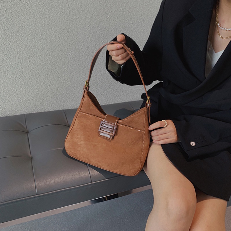 Túi Đeo Vai / Xách Tay Bằng Da Lộn Nhám Phong Cách Retro 2022 Mới Cao Cấp Cho Nữ