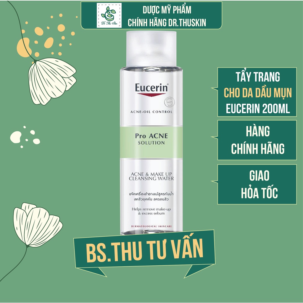 Nước Tẩy Trang EUCERIN Cho Da Dầu Mụn EUCERIN ProACNE & Makeup Cleansing Water Chính Hãng 200ml