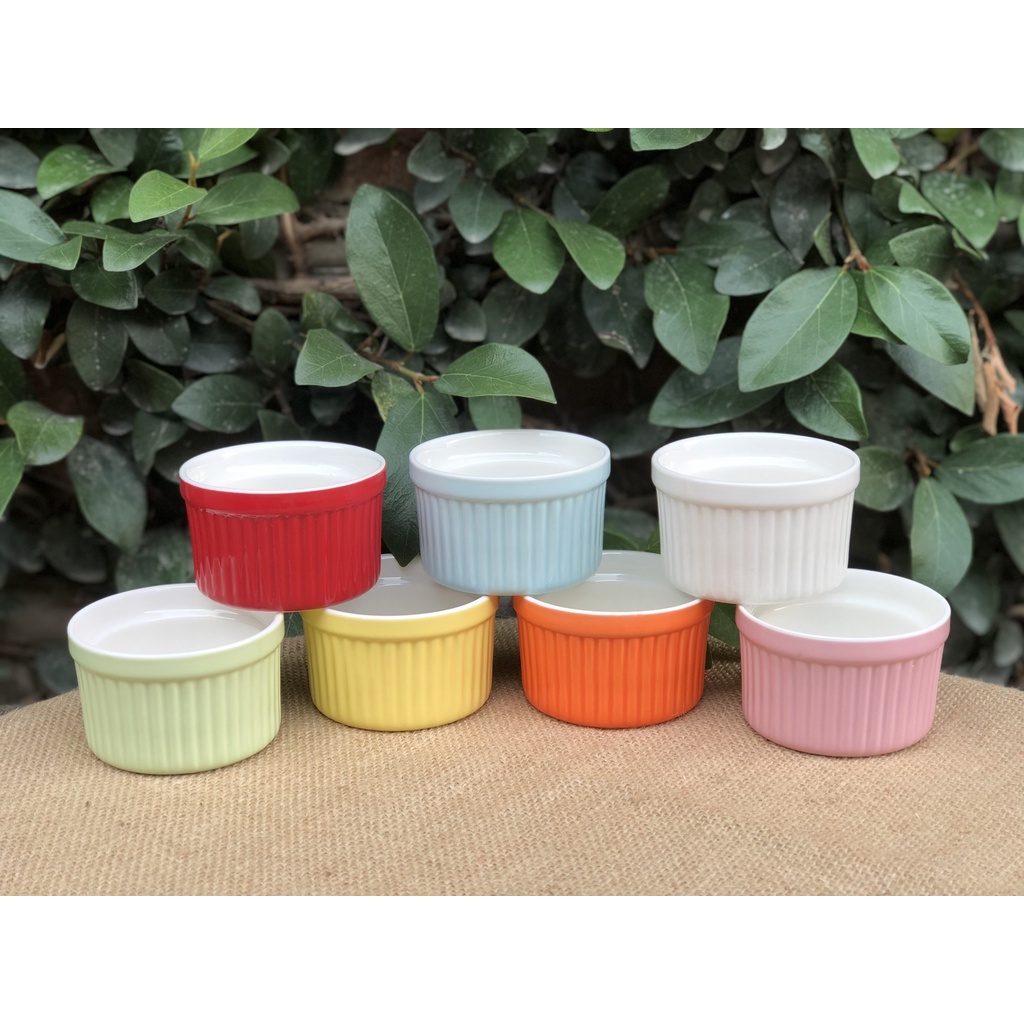Khuôn làm bánh bằng sứ Ramekin nhiều màu