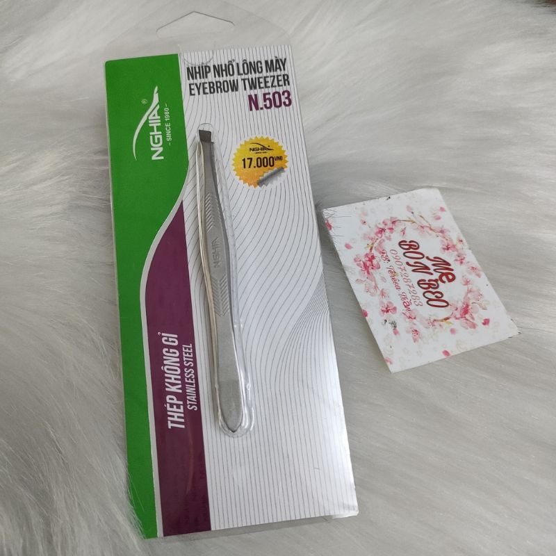 Nhíp cong vi giấy Kềm Nghĩa N-402/N.503 cao cấp nhổ râu lông mũi lông mày tóc bạc