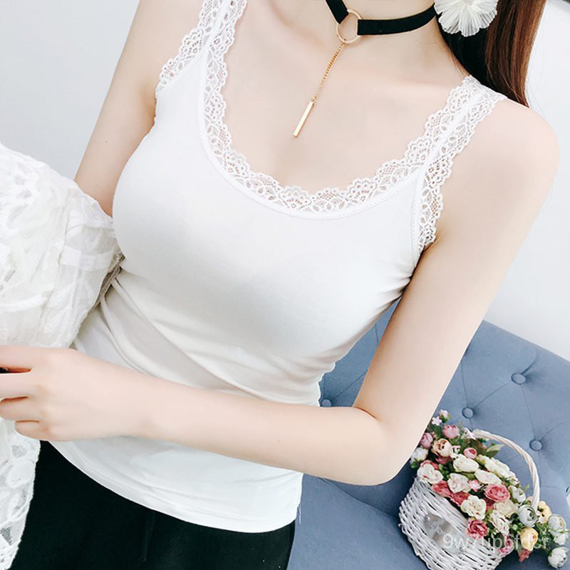 2021Mùa Xuân Và Mùa Hè Mới Kích Thước Lớn Phương Thức Khai Thác Áo Vest Nữ Bên Trong Mặc Sexy Ren Áo Sơ Mi Mỏng Lót Thủy