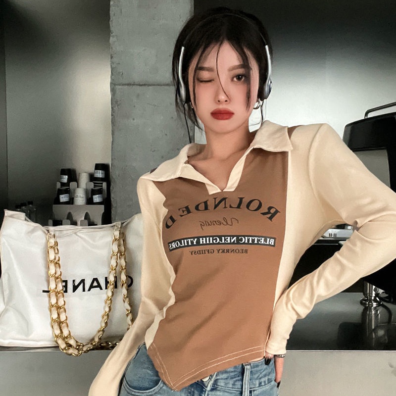 COZOK Áo polo Tay Dài Dáng Ôm Ngắn Thời Trang Trẻ Trung