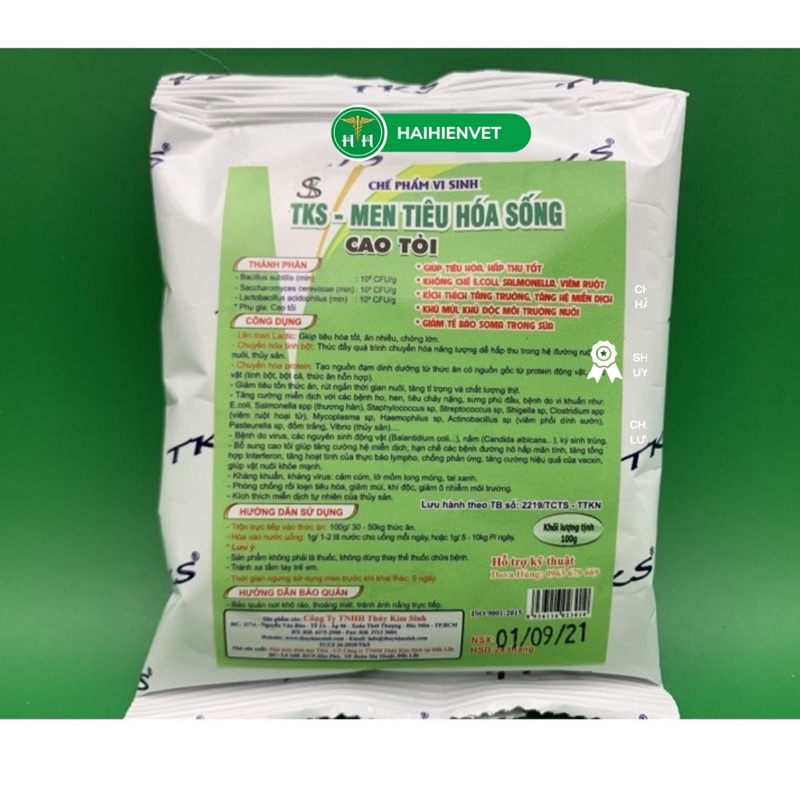 100g Men Tiêu Hoá Sống Cao Tỏi - dùng tốt cho gà, vịt, ngan, tôm, cá, heo, trâu, bò