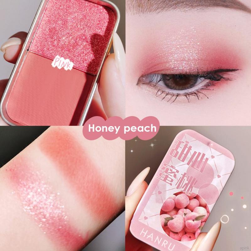 [Hàng mới về] Bảng phấn mắt hai màu sắc tông lì/hiệu ứng ngọc trai kim tuyến trang điểm làm đẹp