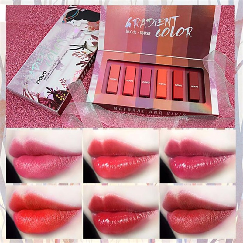 Set 6 Son Thỏi Lì  Novo Gradient Color (Nội địa Trung)
