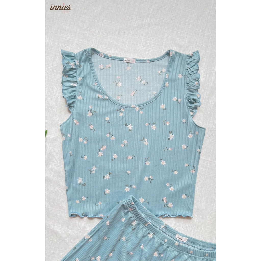 Bộ mặc nhà thun gân lạnh cotton, tay cánh tiên dễ thương cho nữ - Innies