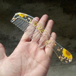 Lược Hoa cán dài Lilande (thêm tên hay ngày kỉ niệm theo yêu cầu) handmade epoxy resin