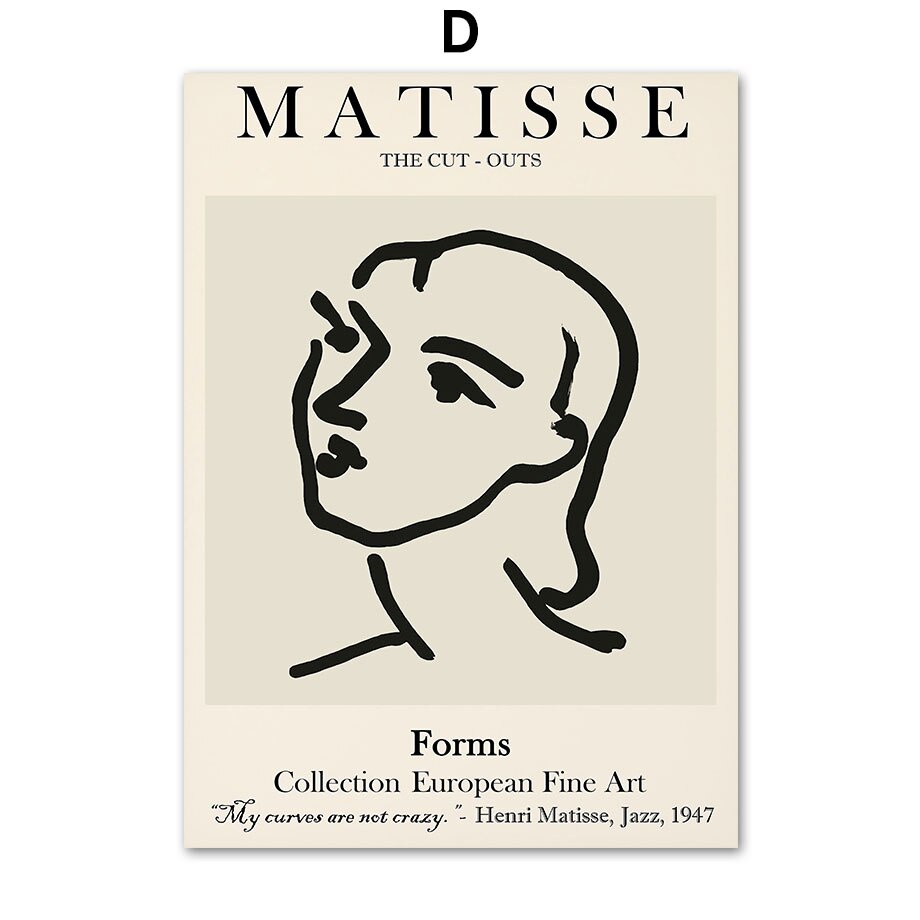 Tranh Trừu Tượng Matisse Dòng Mặt San Hô Lá Tường Tranh Canvas Nghệ Bắc Âu Hình Cho Trang Trí Phòng Ms: 400