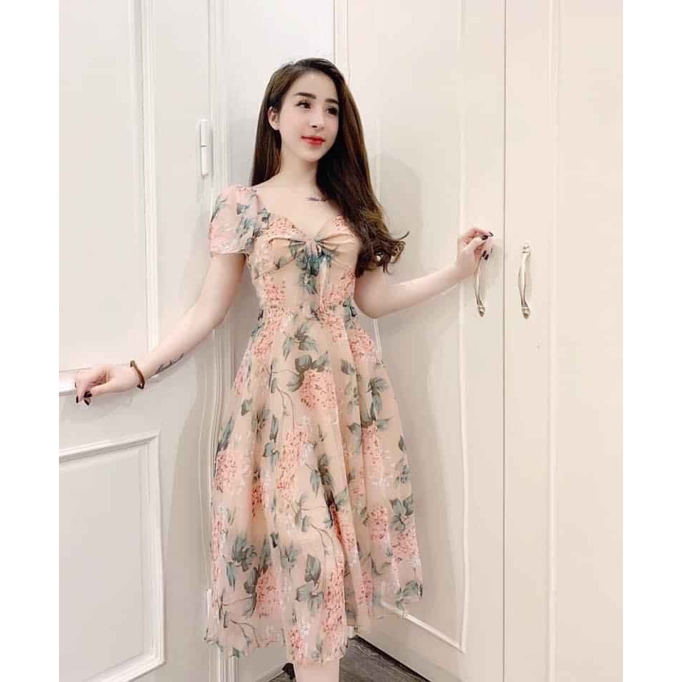 Đầm Nữ Phối Lụa Voan Hoa Thời Trang Trẻ VN086 - Winchois | BigBuy360 - bigbuy360.vn