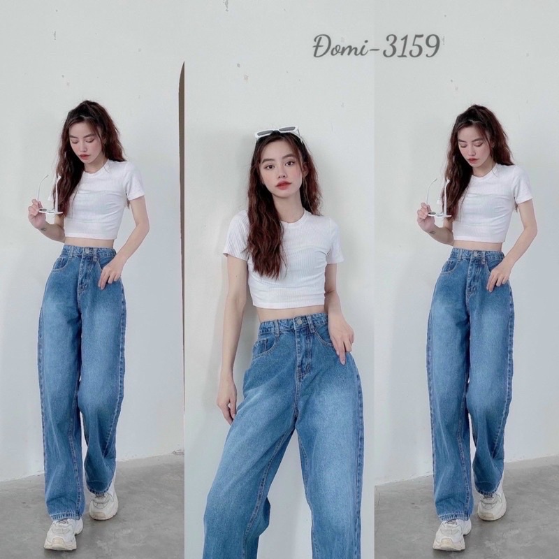Quần baggy jean dáng dài ống rộng siêu cá tính, năng động