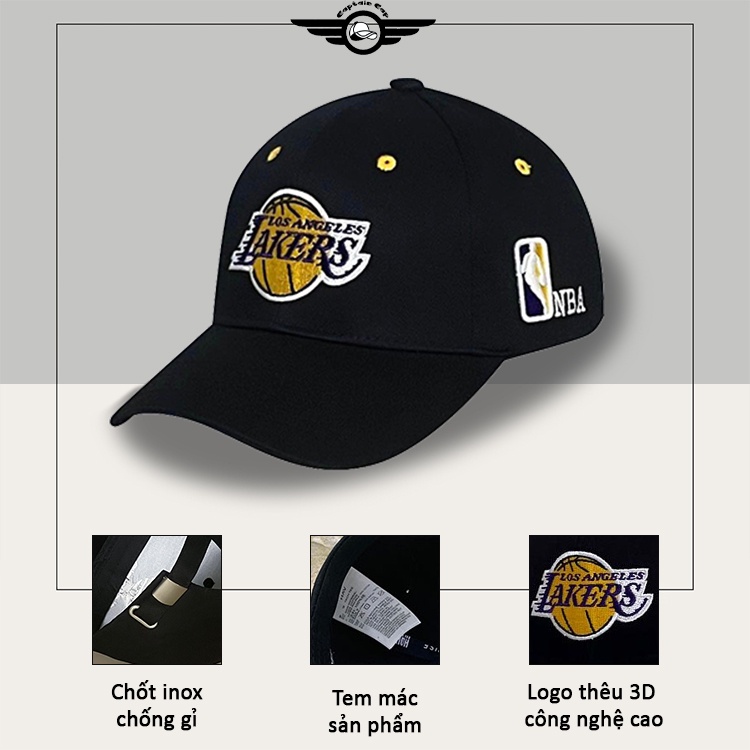 Mũ lưỡi trai N.B.A Laker màu đen cá tính dành cho cả nam và nữ full hộp để làm quà tặng