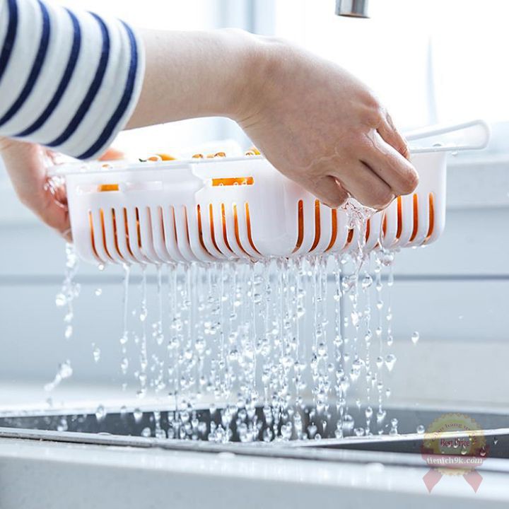 Khay rổ nhựa cài tủ lạnh điều chỉnh độ dài đựng thực phẩm tiết kiệm không gian