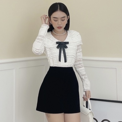 BBSTORE'S Set Áo Tay Dài Chân Váy Ngắn Đi Làm Đi Dạo Cực Xinh -K849