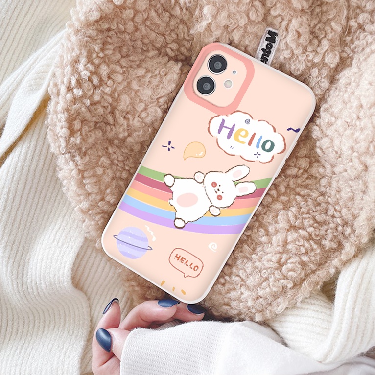 Ốp lưng iphone cạnh vuông lỗ camera Thỏ cầu vồng ốp iphone 6/6splus/7/7plus/8/8plus/x/xr/xs/11/12/13/pro/max/plus/promax