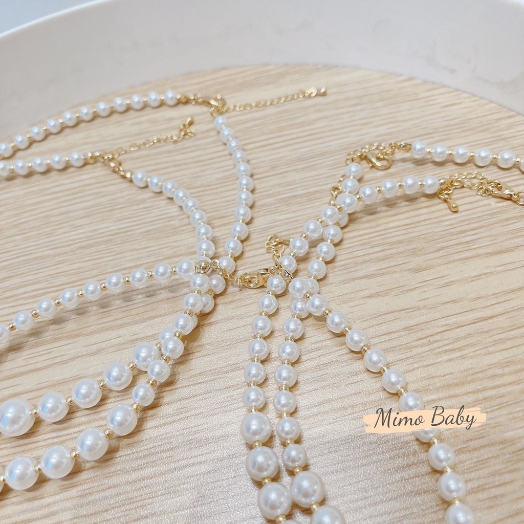 Vòng cổ chocker ngọc trai nhân tạo chữ CD cao cấp cho nữ, cho bé Mimo baby KT16