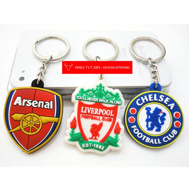 Móc khoá nhựa lưu niệm - các câu lạc bộ bóng đá Manchester, Arsenal, Chelsea, Barca, Real, Liverpool - Trâu shop