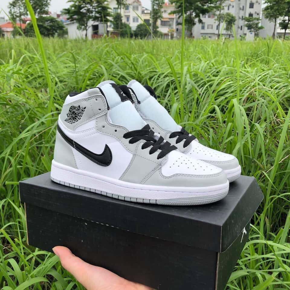 Giày thể thao Jordan 1 xám cao cổ móc đen smoke grey nam nữ cao cấp