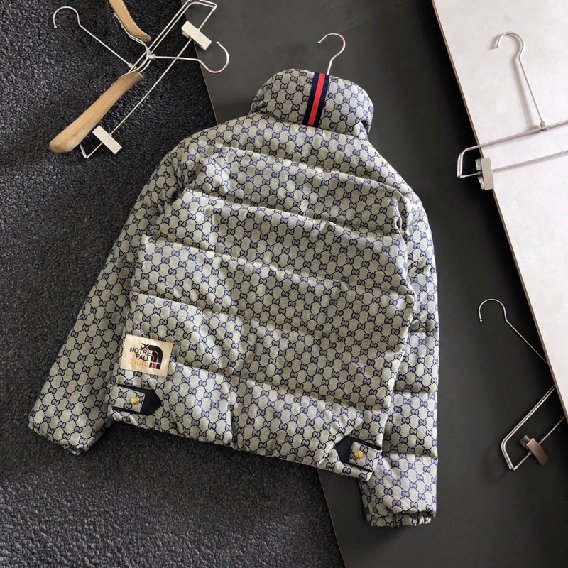 Áo khoác phao nam hoạ tiết chữ nhỏ thương hiệu The North Gucci GC cao cấp