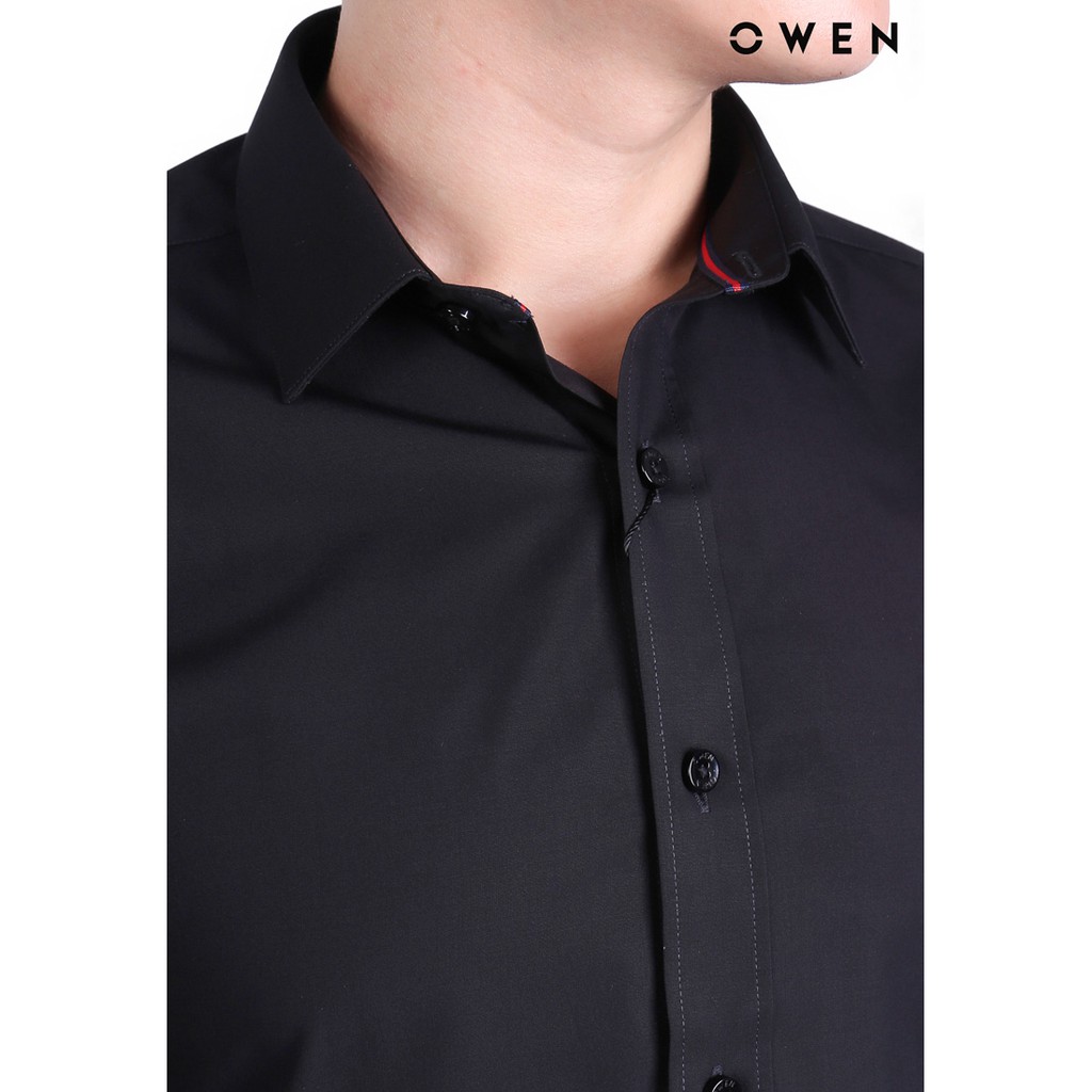 Áo sơ mi dài tay nam Owen Bamboo Regular không túi màu đen - AR90668DT1 | BigBuy360 - bigbuy360.vn