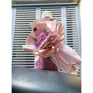 Bó 30, 35, 50 bông hồng sáp màu hồng