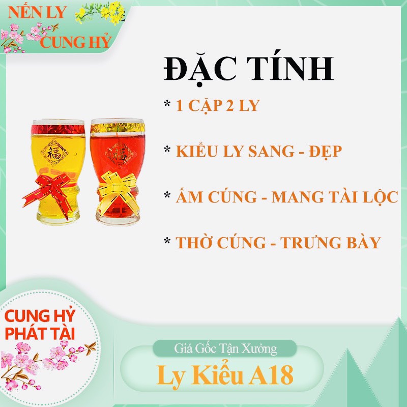 Vàng Đỏ Sang Trọng Nến Ly Cung Hỷ