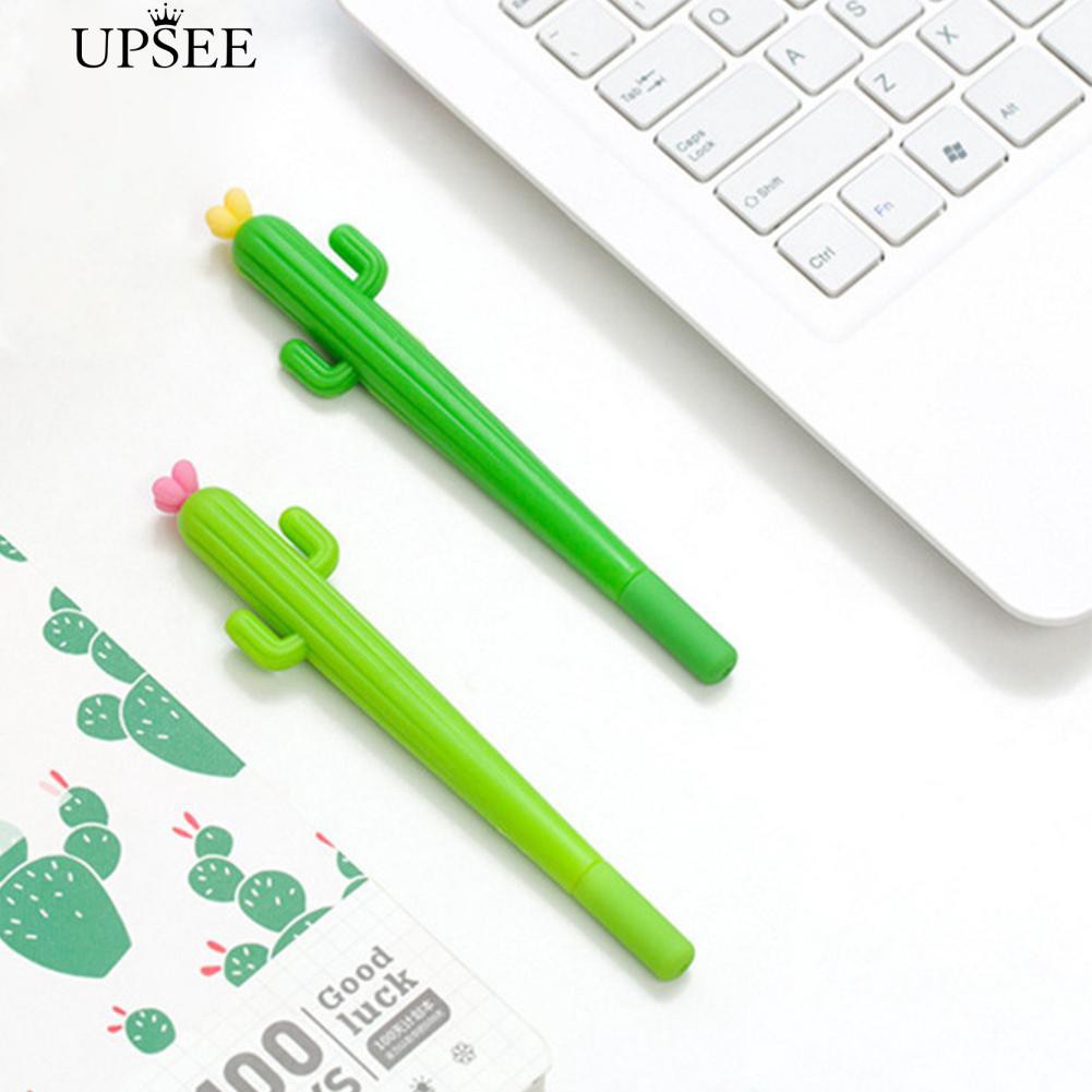 🔰UPSEE  Cactus 0.5mm Black Ink Gel Pen School Office Stationery Gift