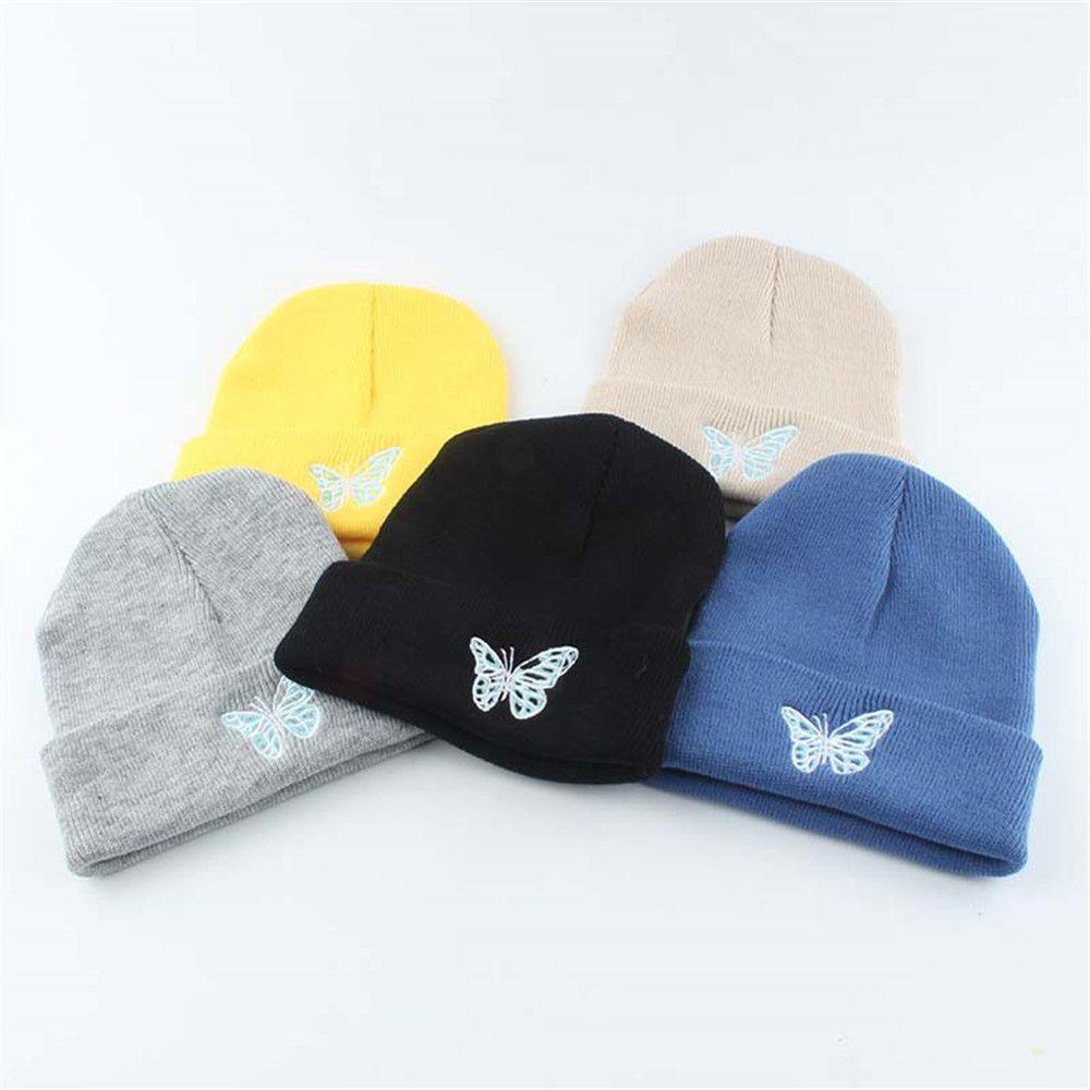 Mũ Dệt Kim Họa Tiết Bướm Phong Cách Hip Hop Thời Trang Mùa Đông Ấm Áp
