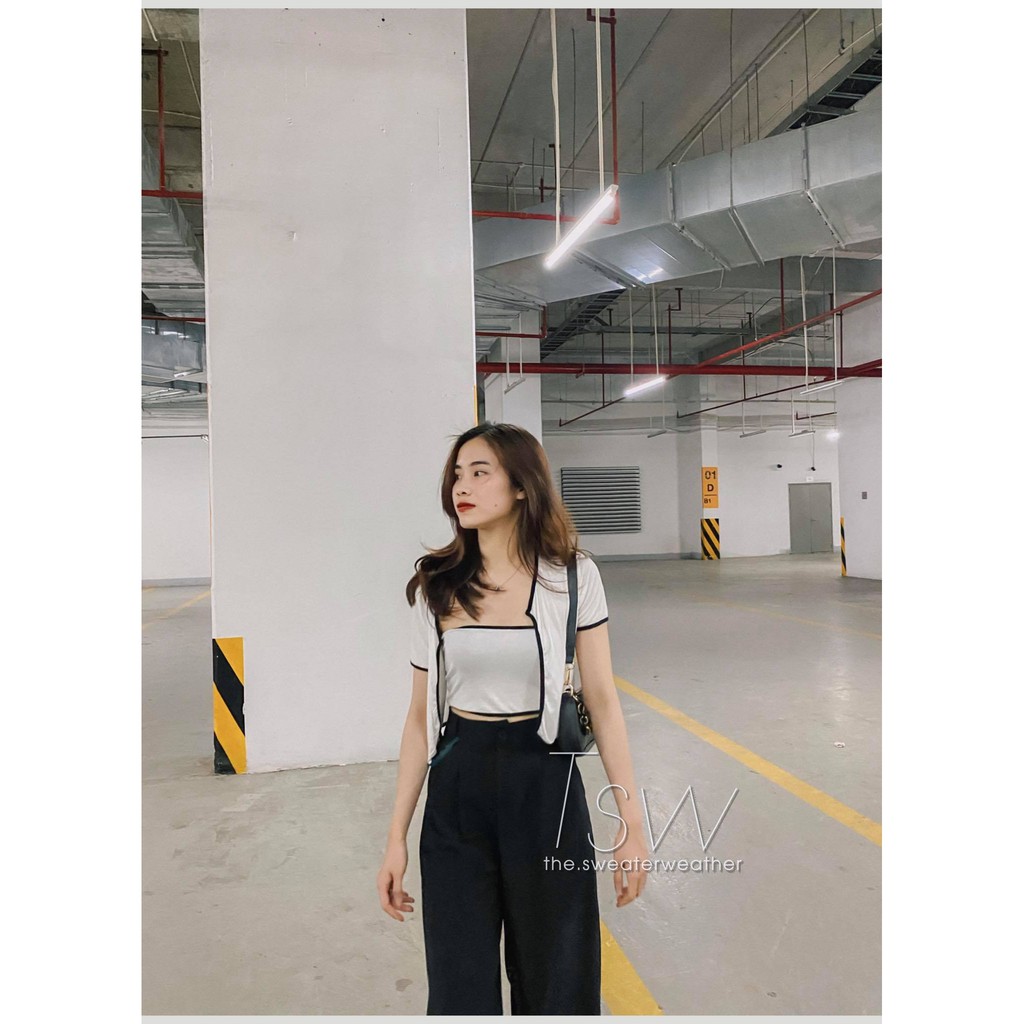 Set áo croptop viền 2 món (Ảnh thật) | BigBuy360 - bigbuy360.vn