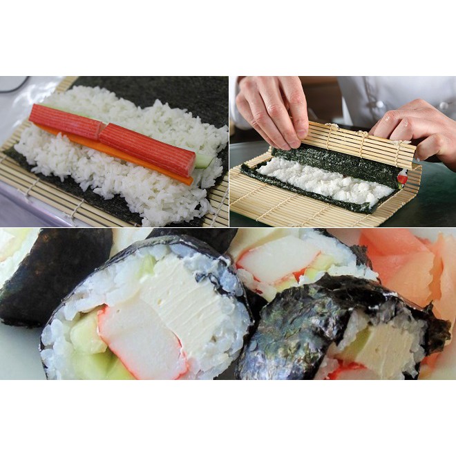 Mành cuộn Sushi bằng tre kèm muôi xới Hàng Nhập Khẩu Từ Nhật