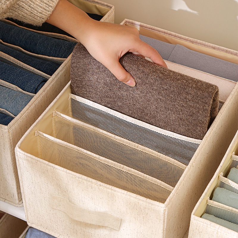 Taili TAILI Hộp Đựng Quần Áo Bằng Vải Cotton Lanh Gọn Gàng Gọn Gàng Cho Tủ Quần Áo / Áo Len