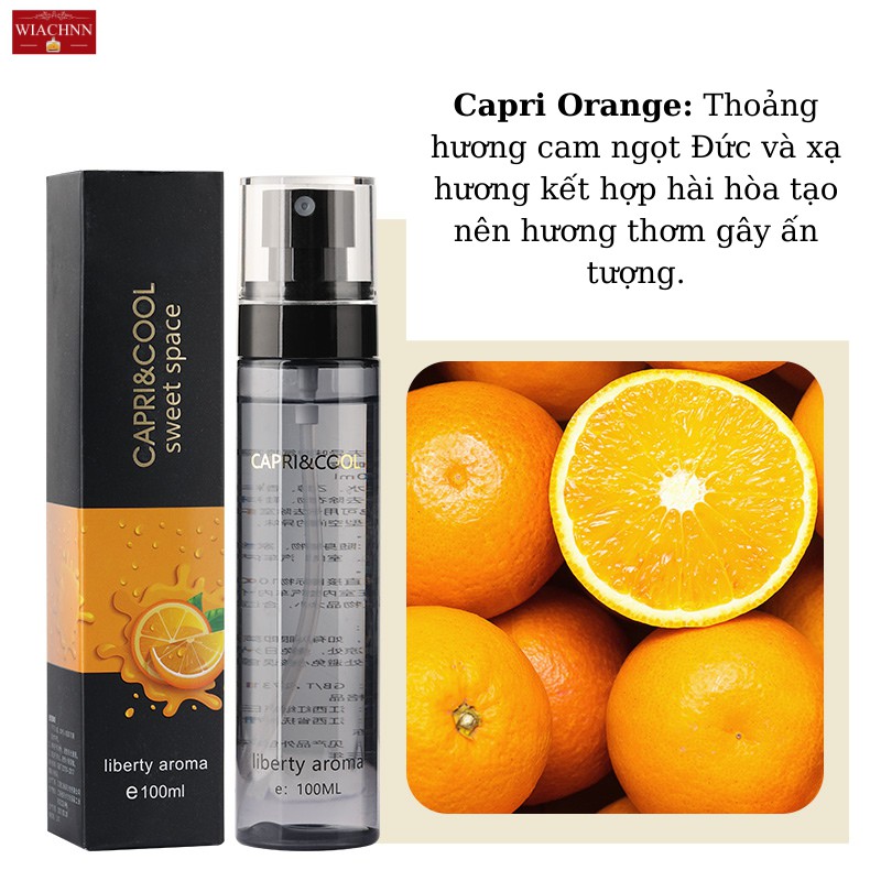 Nước Xịt Thơm Quần Áo Cao Cấp Lưu Hương Quần Áo Giày Dép Khử Mùi Cơ Thể CaPri Cool 100ML ( 7 Mùi Hương)