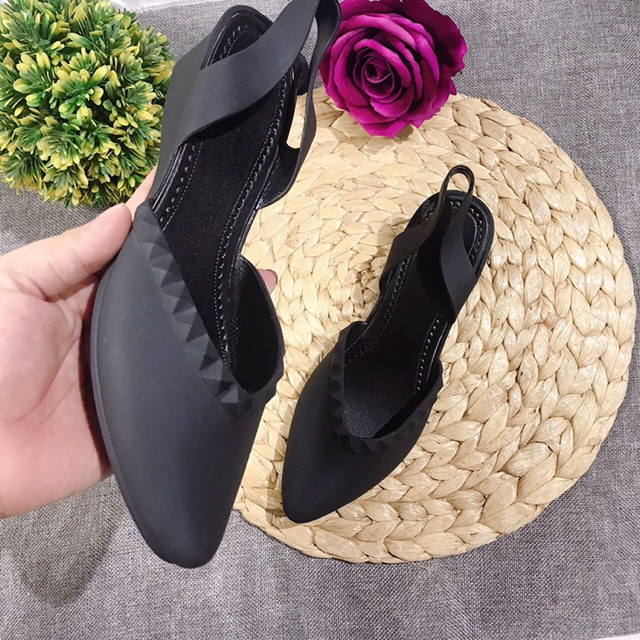 [Kho sỉ Giày Quảng Châu] Giày búp bê cao su Hở Gót viền đinh tiện lợi gót cao 4p tôn dáng -Kèm ảnh thật video | BigBuy360 - bigbuy360.vn