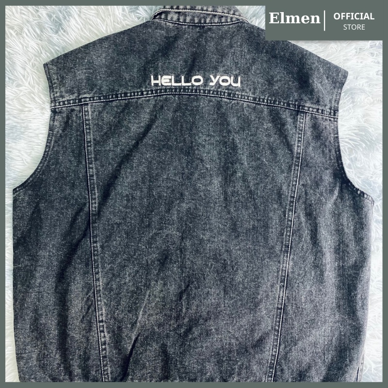 Áo Gile Bò Nam Nữ Phong Cách Cá Tính - Áo Khoác Jeans Dáng Rộng Ulzzang Unisex Hàn Quốc Màu Xanh Màu Đen Đủ Size ELMEN