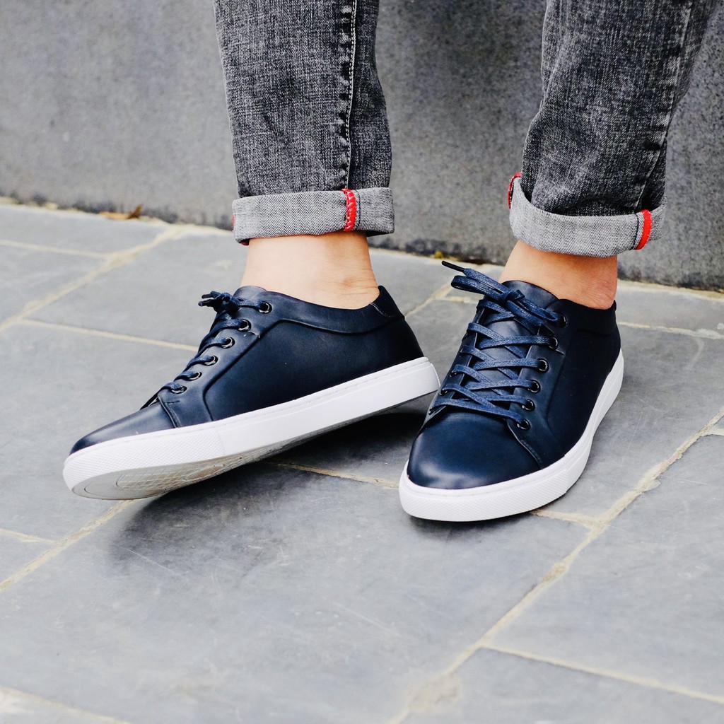 Giày Sneaker Nam Da Bò Màu Đen Đế Trâng - Màu Trắng Đế Trắng - Màu Xanh Đế Trắng | BigBuy360 - bigbuy360.vn