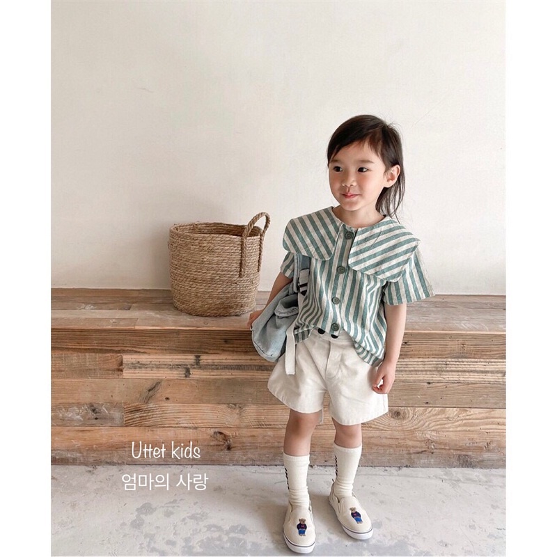 ÁO SƠ MI  BÉ GÁI STYLE HÀN QUỐC 227 FORM RỘNG DÀNH CHO BÉ TỪ 1 ĐẾN HƠN 5 TUỔI