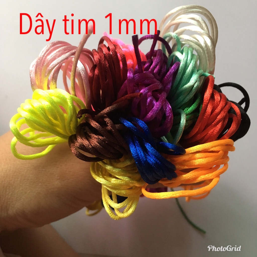 Dây tim lụa Satin cord size 1mm LOẠI TỐT thắt vòng tay treo nôi dây dù trơn bóng chỉ đỏ thắt vòng