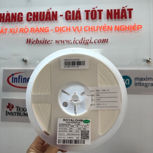 [100pcs] Điện trở 0805 giá trị 100k 5%